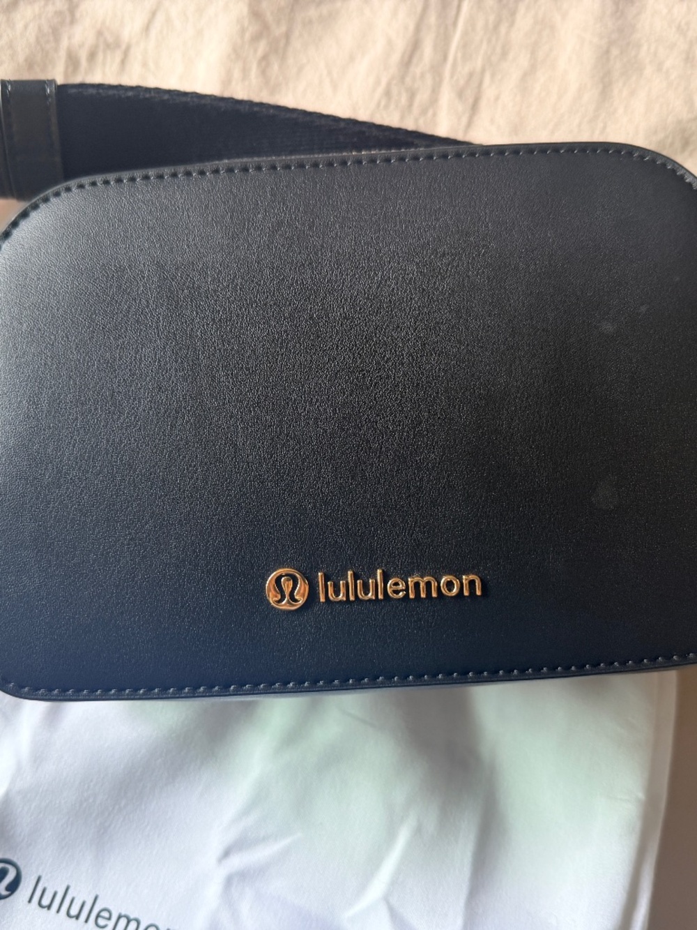 Lululemon Everywhere Belt Bag 1L *Leather Alternative - Black and Gold - NWOT